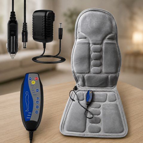 Масажна накидка на крісло з пультом керування, сіра MASSAGE-SEAT-COVER-GREY фото