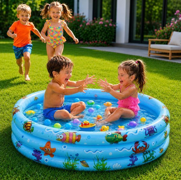 Дитячий надувний басейн круглий 80&times;30 см з м&rsquo;яким дном, 58 л POOL-KIDS-ROUND-80-58L фото