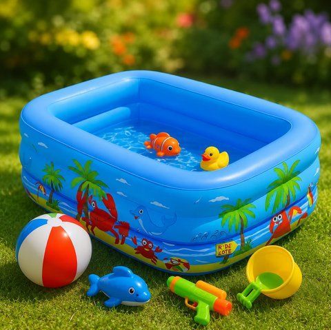 Дитячий надувний басейн BS-01 130&times;90&times;45 см, блакитний POOL-KIDS-BS01-130 фото